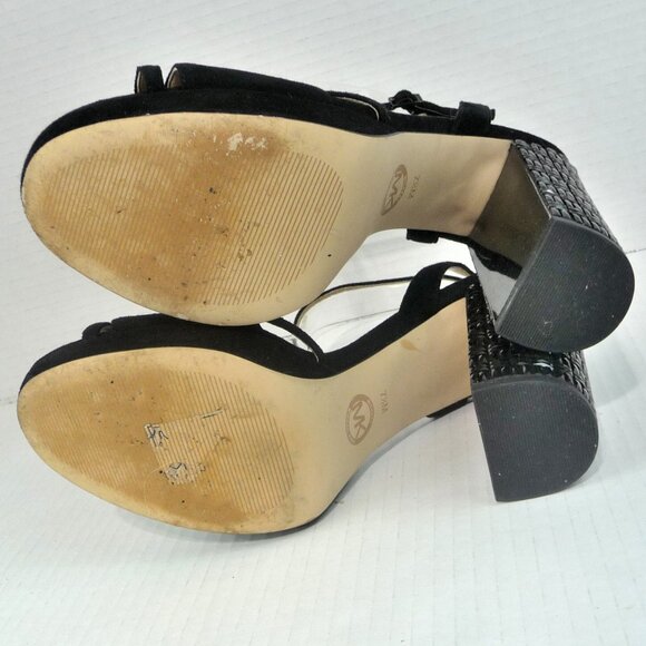 MK YOONIE SUEDE PLATFORM HEELS SIZE 7.5 - Picture 11 of 13